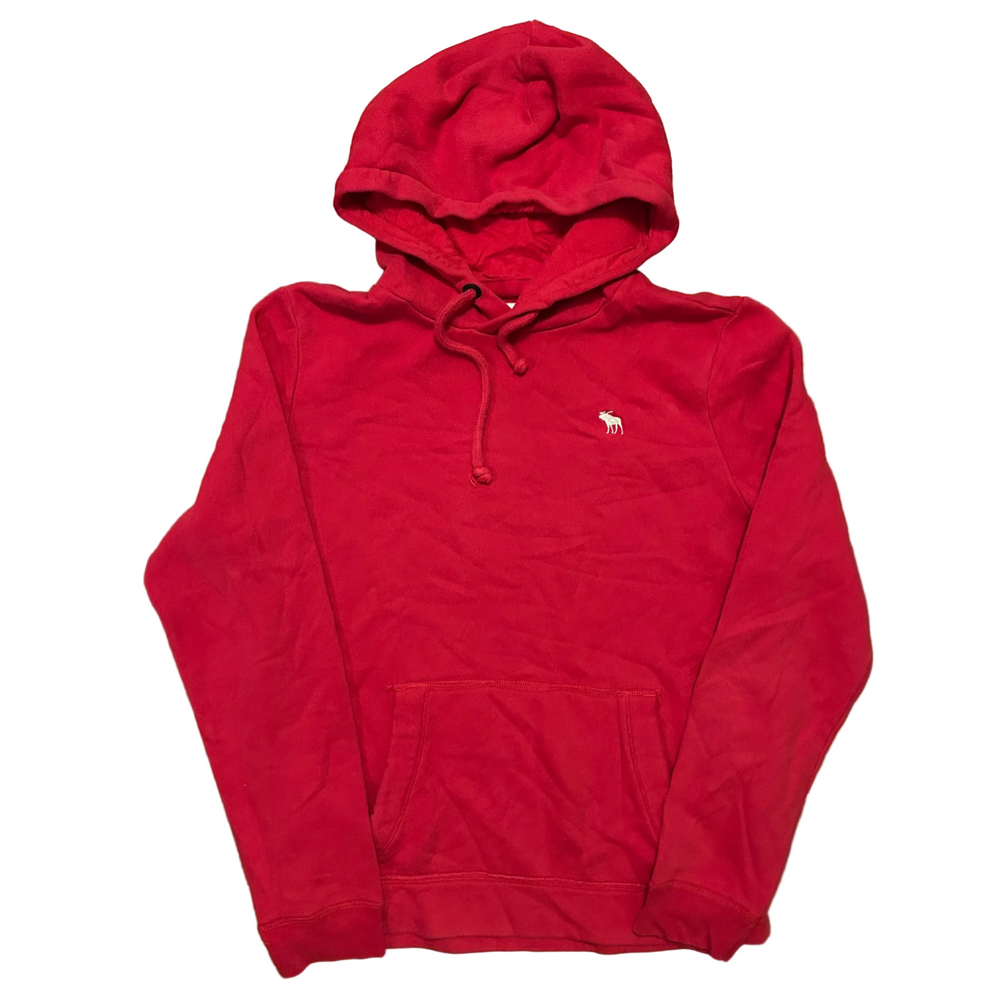 Abercrombie and Fitch Mini Moose Logo Red Hoodie Sweatshirt - Large - 22.5" x 26"