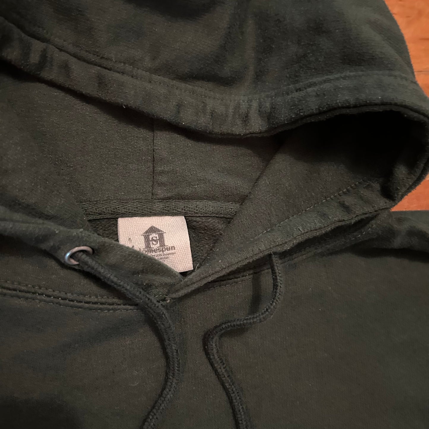 Homespun Green Blank Cotton Poly Hoodie Sweatshirt - XLarge - 25.5" x 26.5"