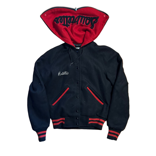 90's Admiral Sportswear Black Red Kristie Souirettes M Varsity Bomber Jacket - Small - 18" x 22"