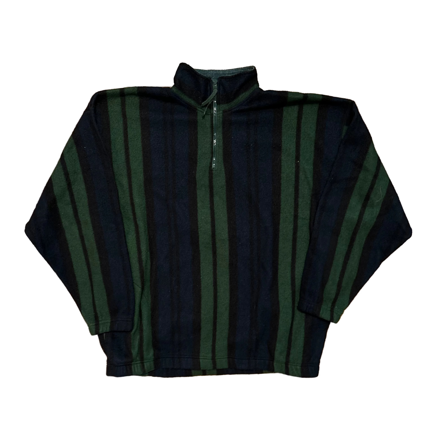 90’s Bugle Boy Company Green Blue Fleece Quarter Zip Sweatshirt - XLarge - 27" x 30"