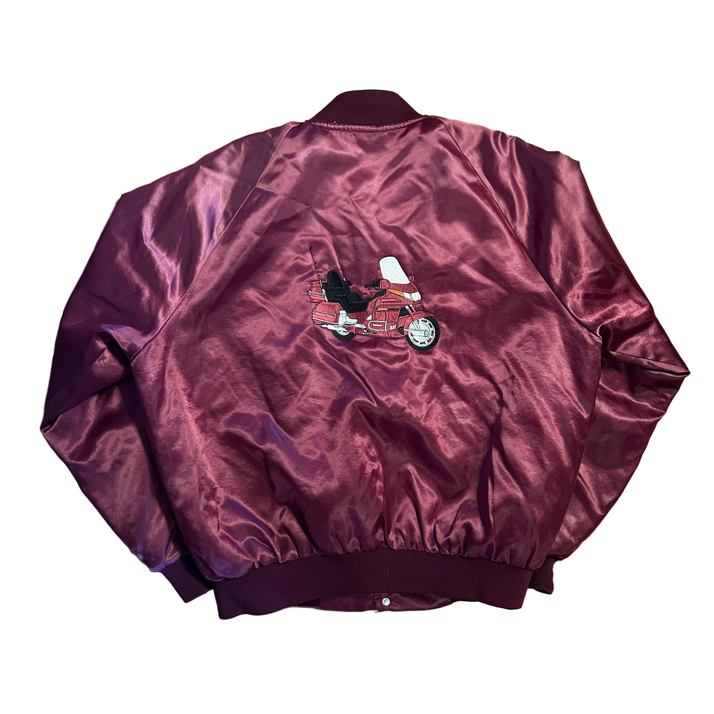 80/90's Nemesis Sportswear Honda Motorcycle Maroon Red Bomber Jacket - XLarge - 26" x 27.5"