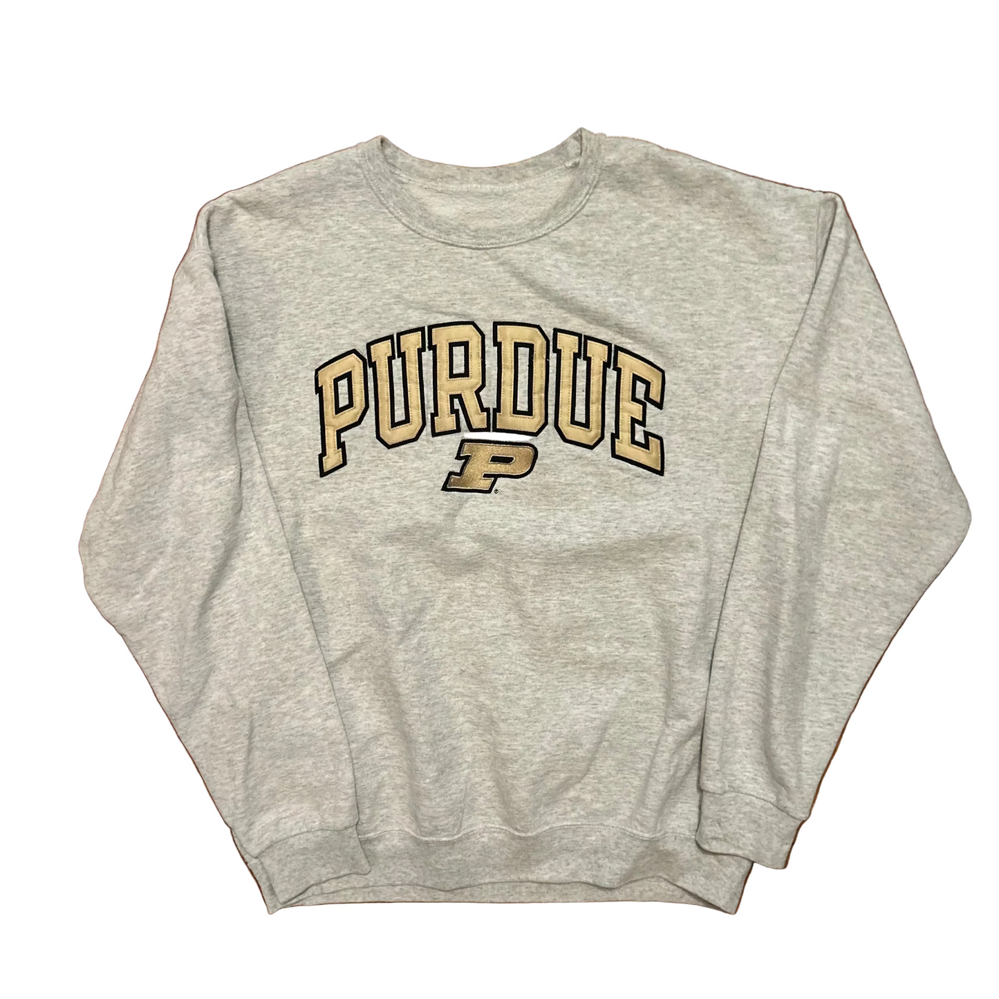 Purdue University Spellout College University Boilermakers Grey Crewneck Sweatshirt - Large - 23" x 27"