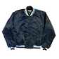 80's Swingster World of Wearables Navy Blue Bomber Jacket - Large - 22" x 21.5"