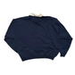 Navy Blue Flowers Floral White Collared Crewneck Sweatshirt - Boxy Large - 23" x 23"