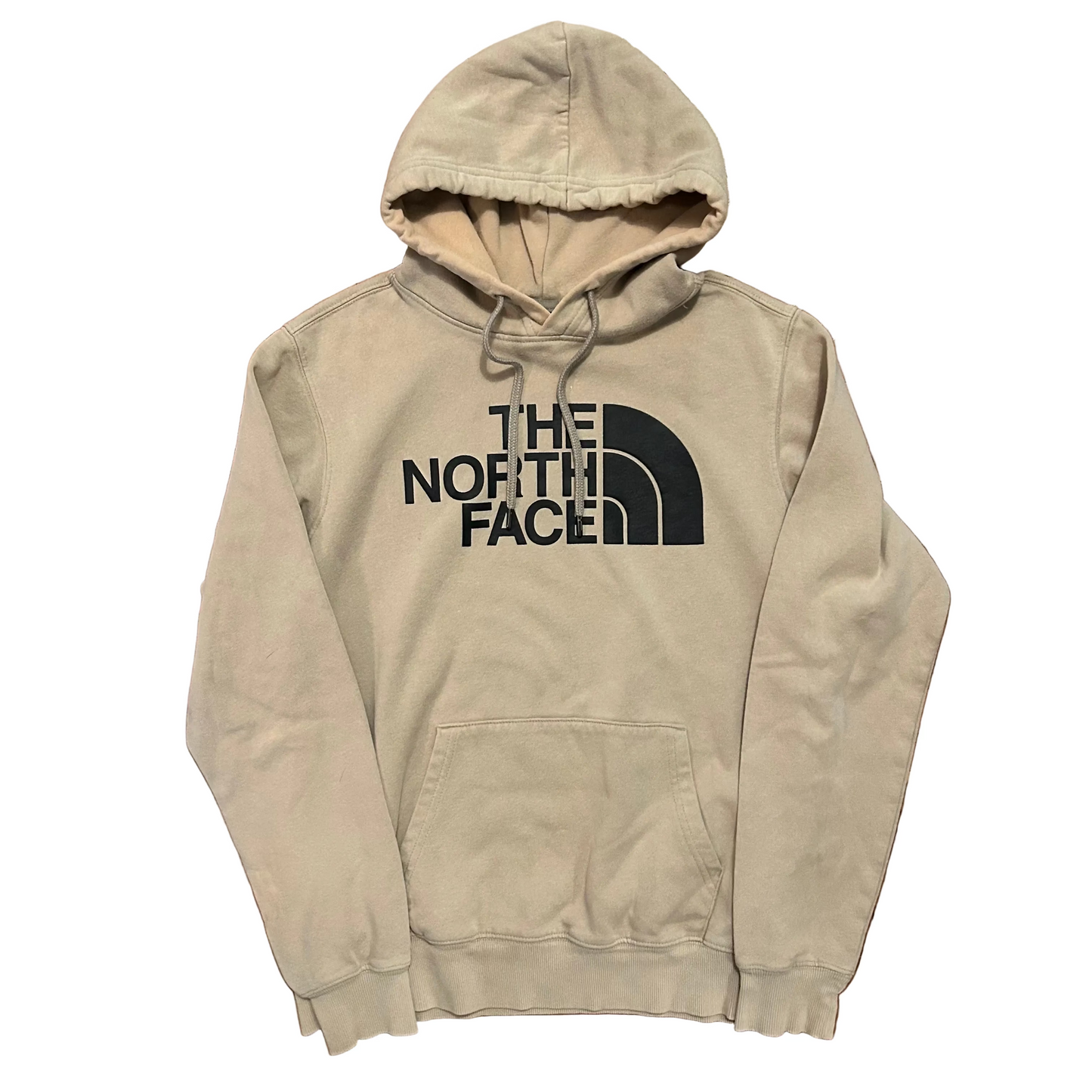The North Face Cream Brown Hoodie Logo Sweatshirt - Medium - 21" x 26"