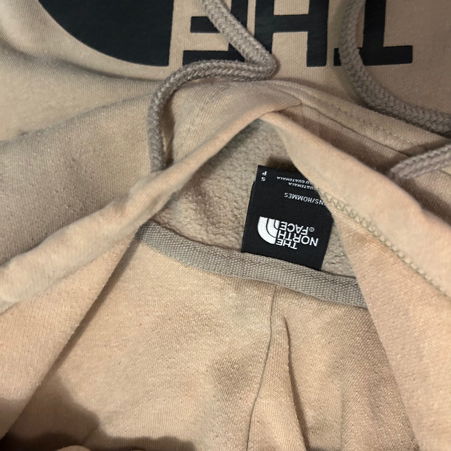 The North Face Cream Brown Hoodie Logo Sweatshirt - Medium - 21" x 26"