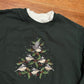 Green Bird Christmas Tree White Double Collared Crewneck Sweatshirt - Small - 19" x 24"