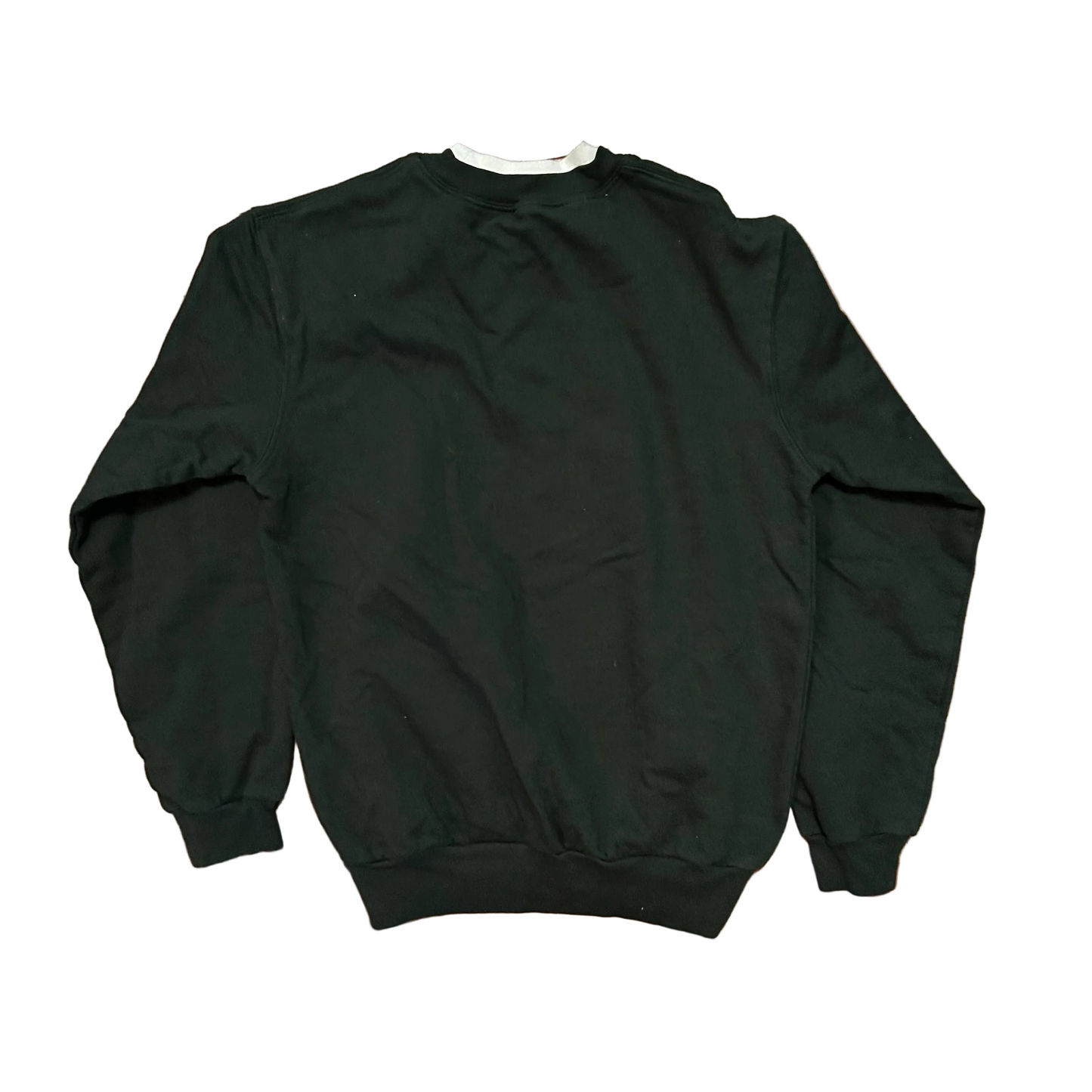 Green Bird Christmas Tree White Double Collared Crewneck Sweatshirt - Small - 19" x 24"