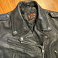 90's LK Leather Black Zip Up Biker Jacket - Small - 18" x 20"