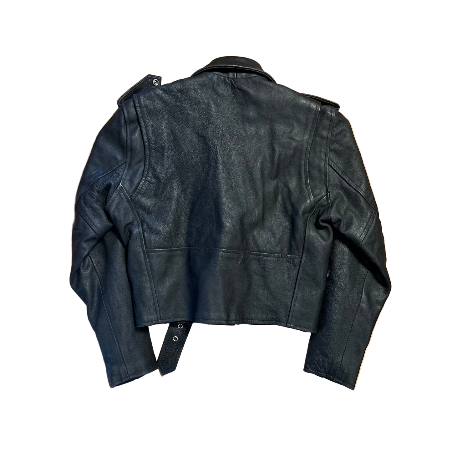 90's LK Leather Black Zip Up Biker Jacket - Small - 18" x 20"