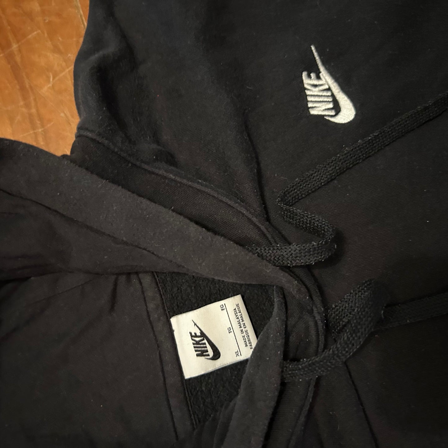 Black Nike Mini Swoosh Spellout Hoodie Sweatshirt - XLarge - 26" x 28"