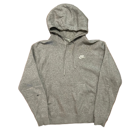 Nike Grey Mini Swoosh Spellout Grey Hoodie Sweatshirt - Medium - 21.5" x 28"