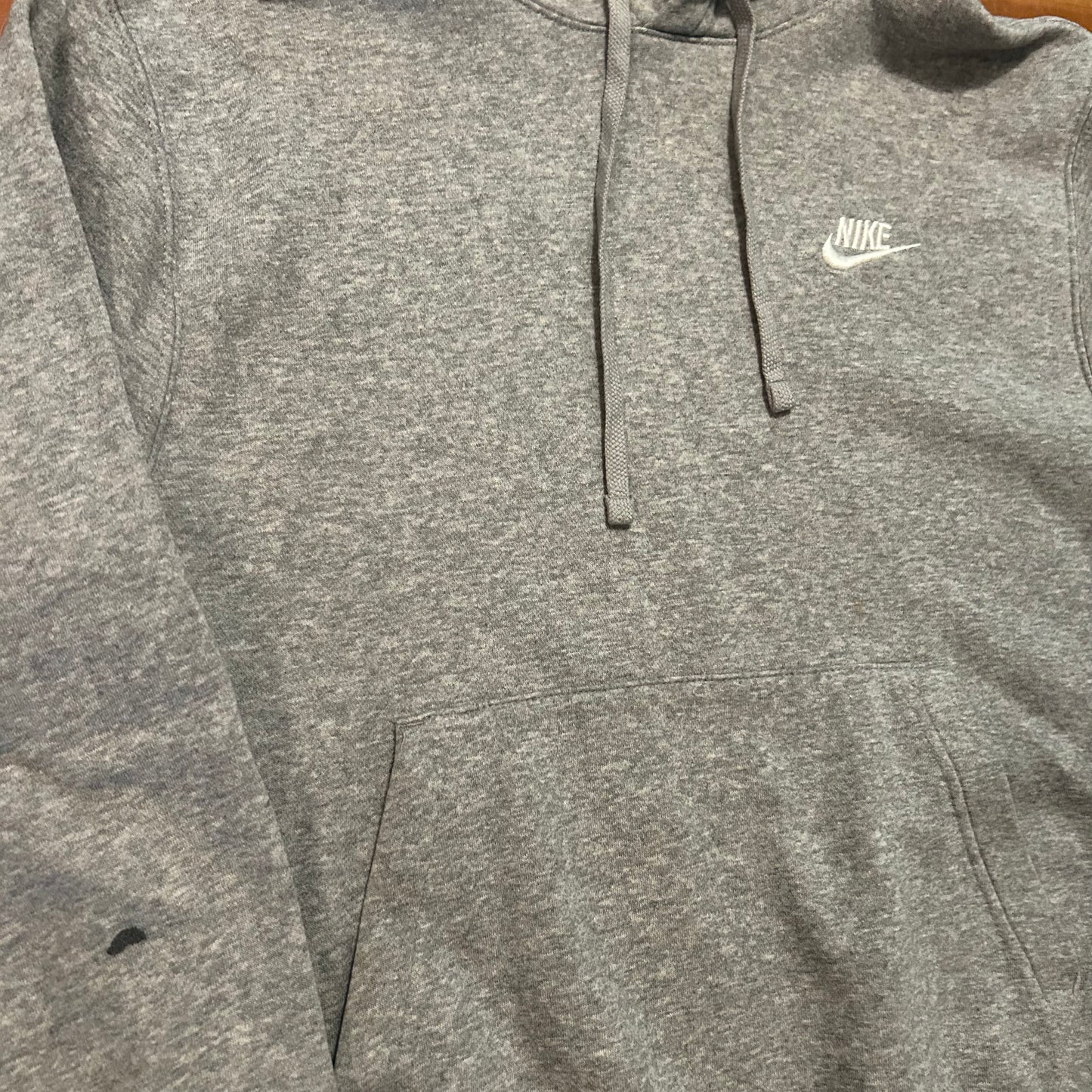 Nike Grey Mini Swoosh Spellout Grey Hoodie Sweatshirt - Medium - 21.5" x 28"