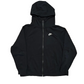 Nike Black Mini Swoosh Spellout Hoodie Zip Up Sweatshirt - XLarge - 25.5" x 27"