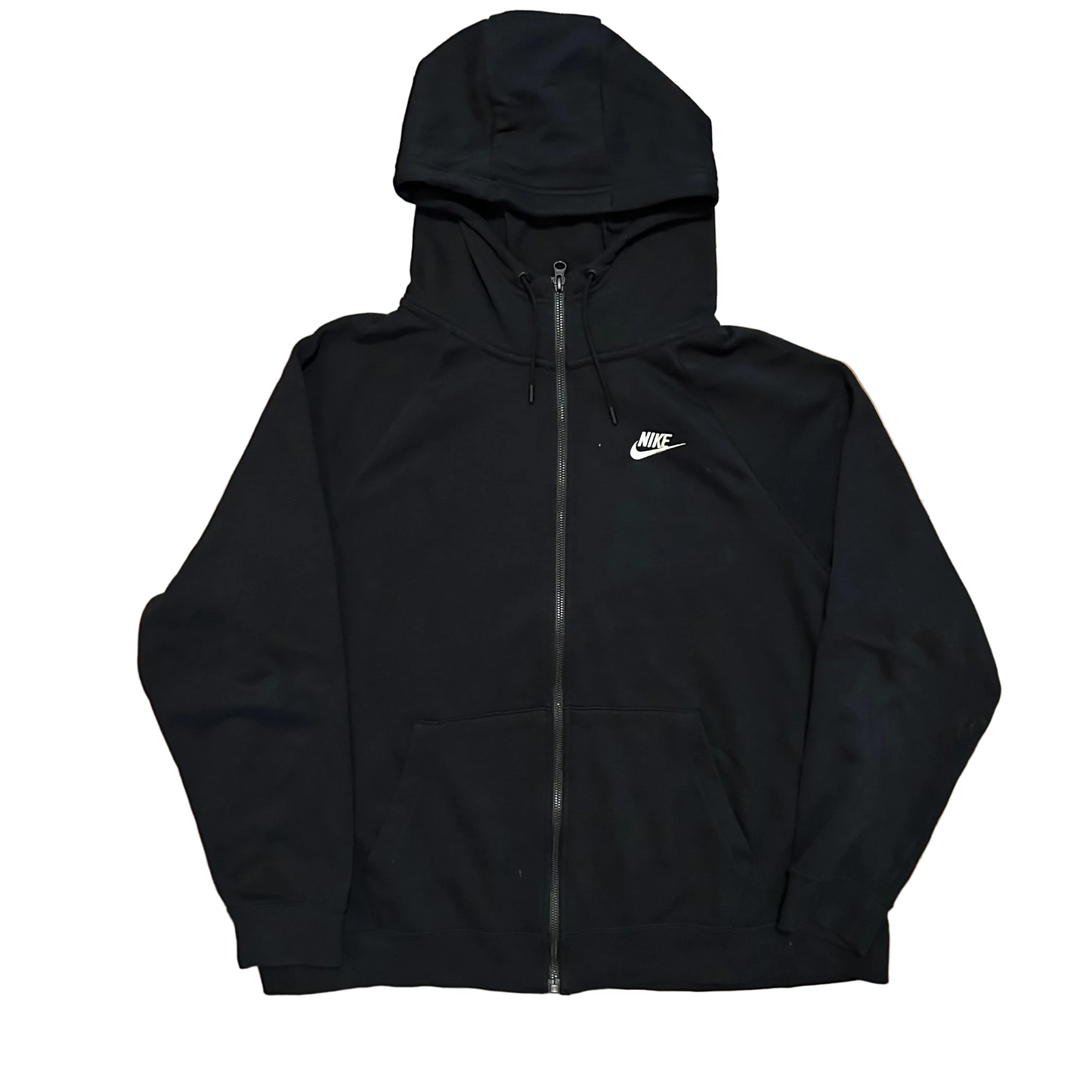 Nike Black Mini Swoosh Spellout Hoodie Zip Up Sweatshirt - XLarge - 25.5" x 27"