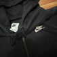 Nike Black Mini Swoosh Spellout Hoodie Zip Up Sweatshirt - XLarge - 25.5" x 27"