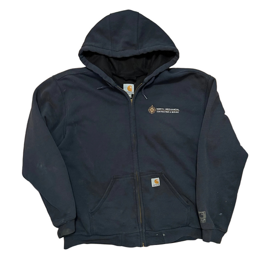 Carhartt Carphartt Navy Blue Faded Thermal Hoodie Zip Up Sweatshirt - XLarge - 27" x 28"