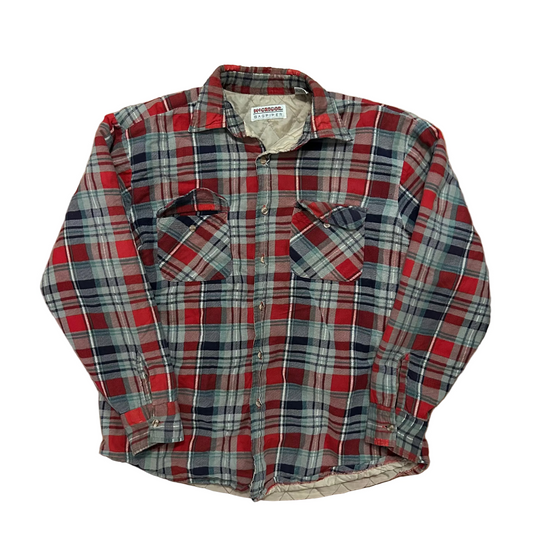 80/90's McGregor Bagpiper Red Grey Button Up Lined Shirt - XLarge - 24" x 28"