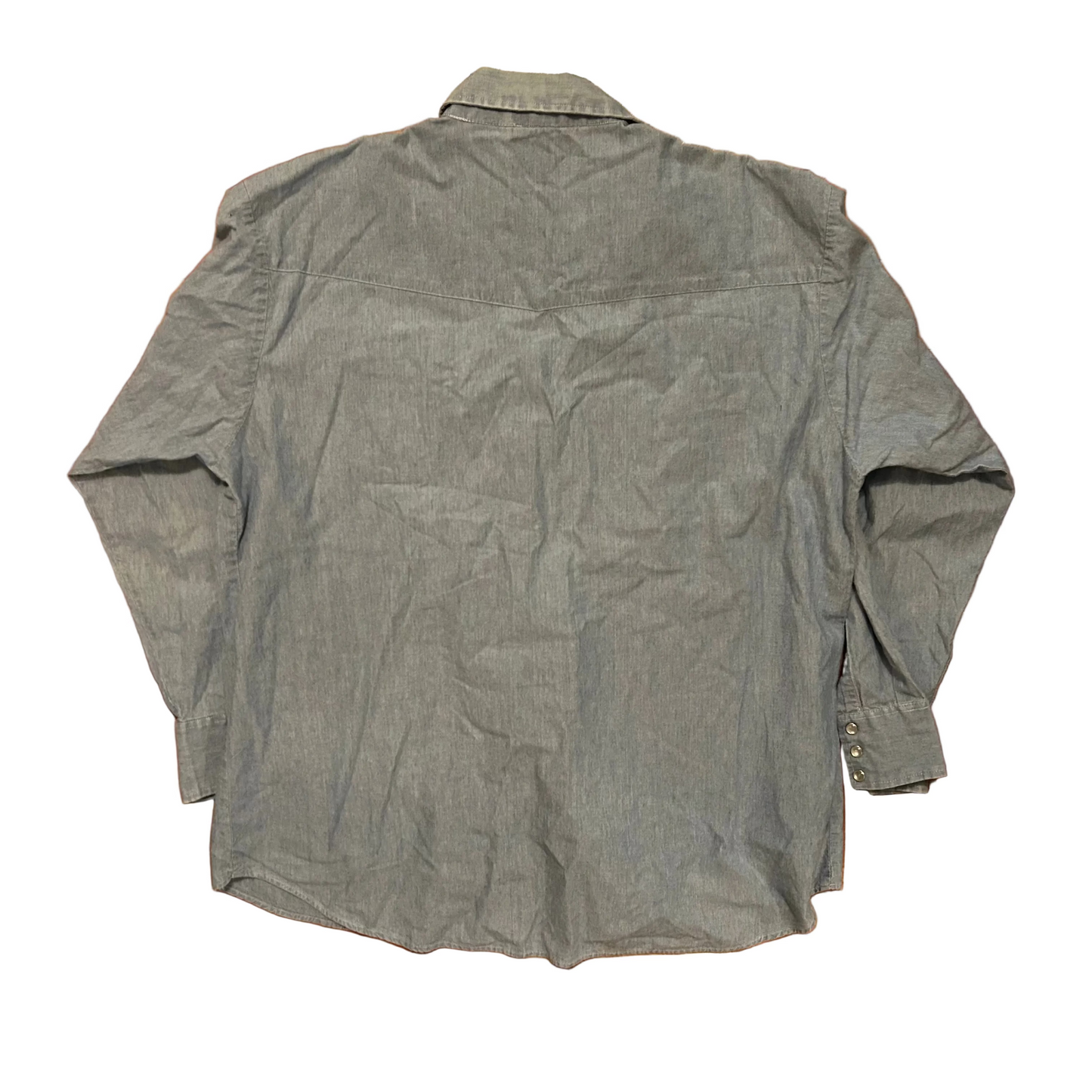 80’s Gunnison Black Canyon Denim Cotton Pearl Snap Button Up Western Shirt - XLarge - 25.5" x 31"