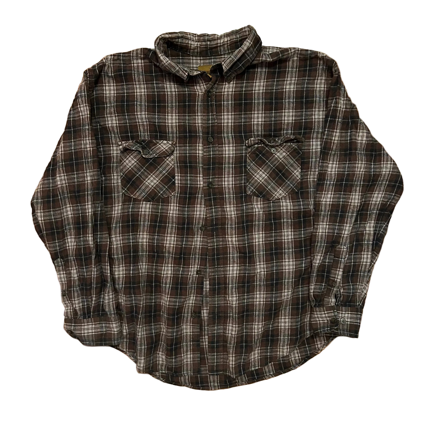 St Johns Bay Brown Button Up Flannel Shirt - XLarge - 24" x 30"