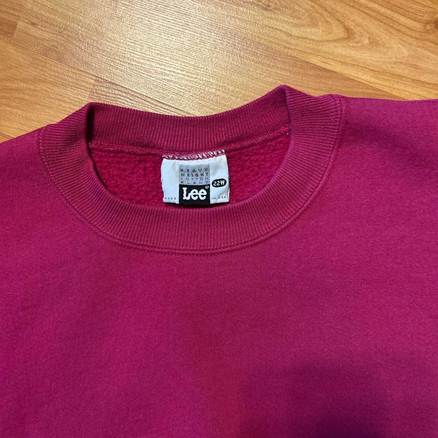 90's Lee Sport Plum Purple Pink Blank Crewneck Sweatshirt - XLarge - 24" x 26"