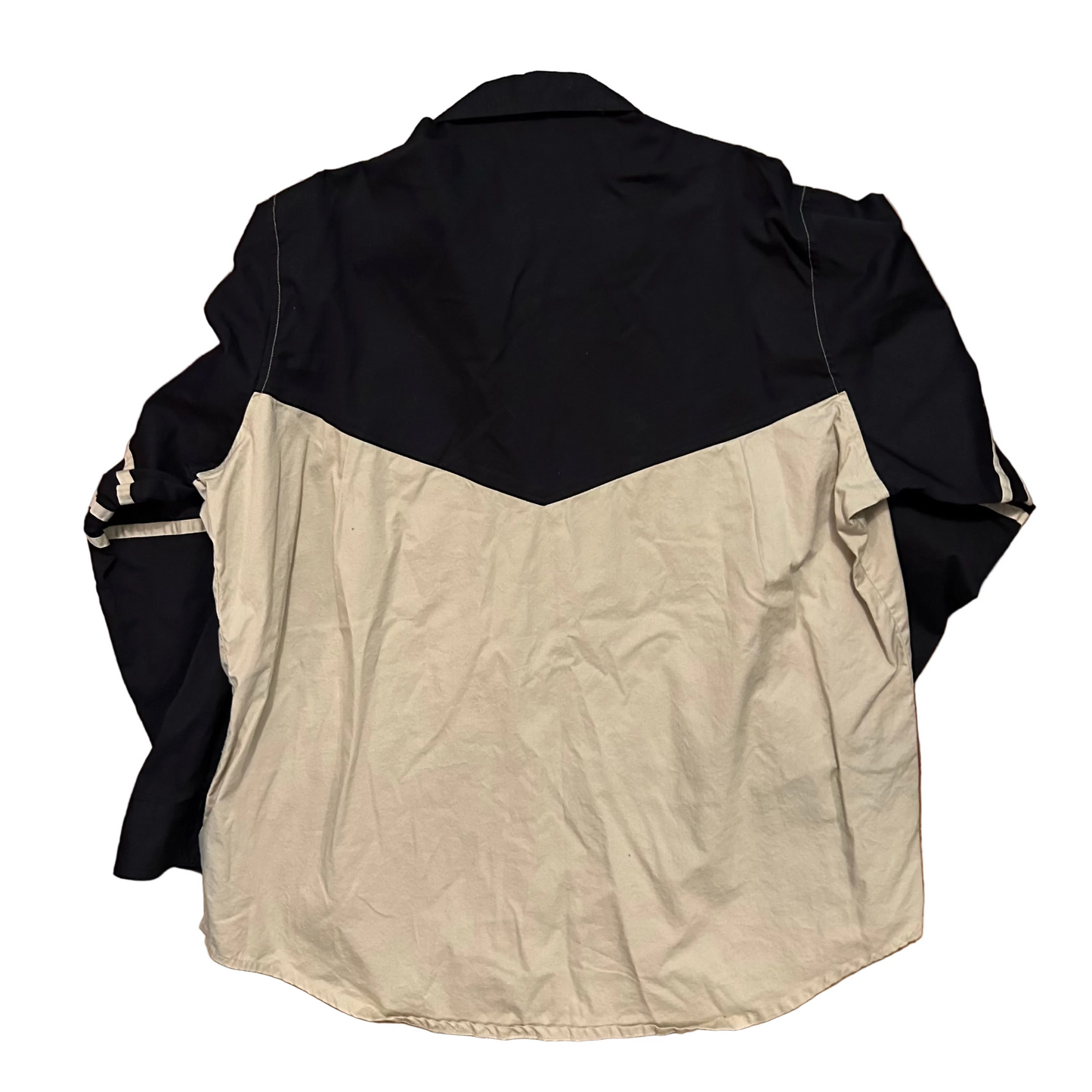 90's Panhandle Slim Cream Black Button Up Western Shirt - XLarge - 27" x 32"