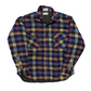 80/90's McGregor Bagpiper Purple Tan Blue Button Up Lined Shirt - Large - 23.5" x 27"
