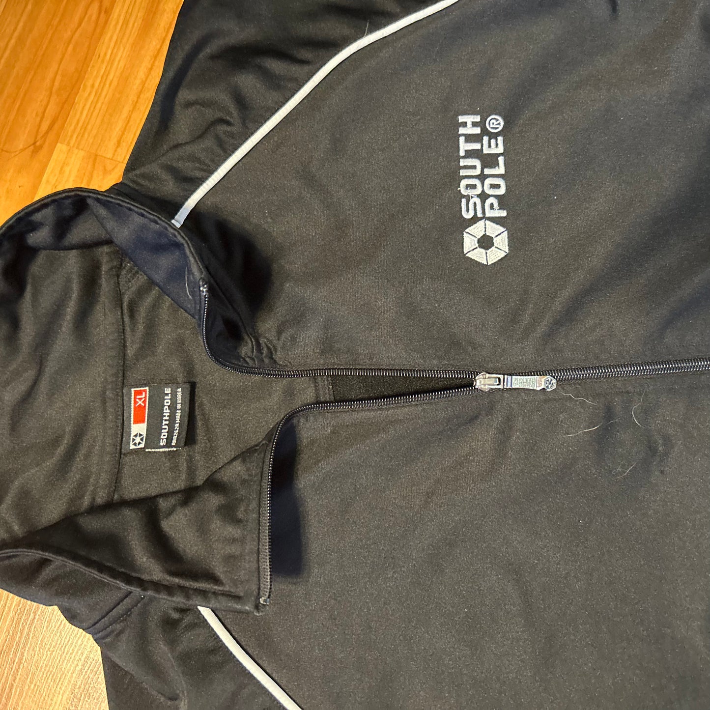 South Pole Black Zip Up Track Jacket Sweatshirt - XLarge - 24" x 30"