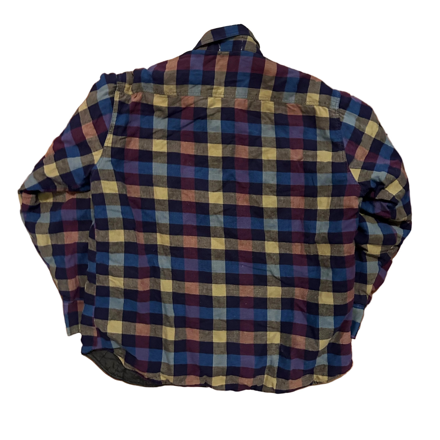 80/90's McGregor Bagpiper Purple Tan Blue Button Up Lined Shirt - Large - 23.5" x 27"
