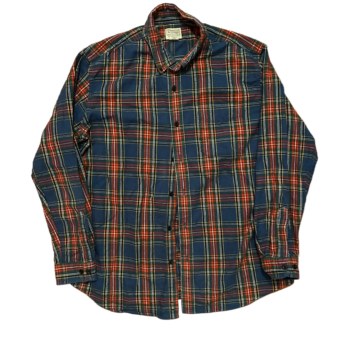 LL Bean Blue Red Green Button Down Flannel Shirt - XLarge - 25" x 30.5"