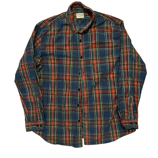 LL Bean Blue Red Green Button Down Flannel Shirt - XLarge - 25" x 30.5"