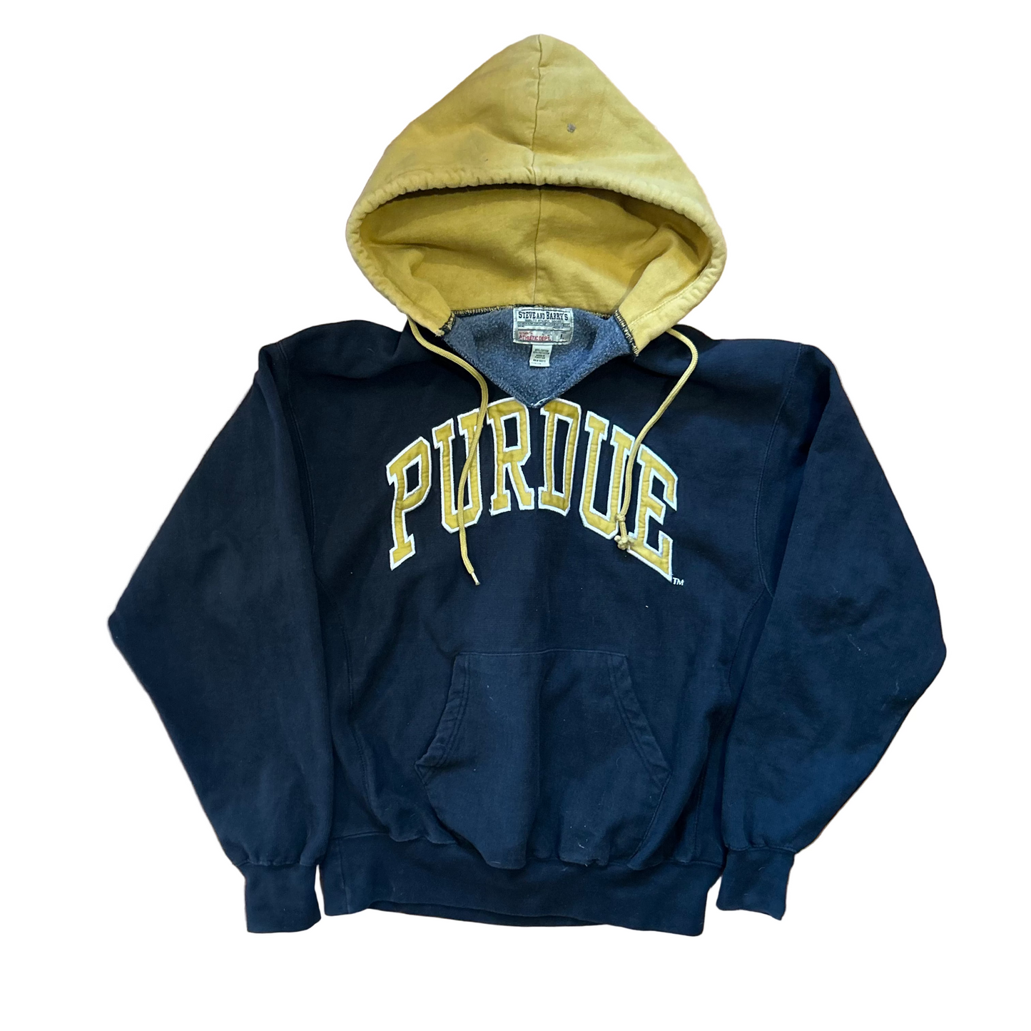 Steve and Barry's Purdue University Black Yellow Hoodie Sweatshirt - Large - 22" x 26"