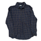 Blue Mountain Blue Grey Button Up Collared Flannel Shirt - Medium - 21" x 28.5"