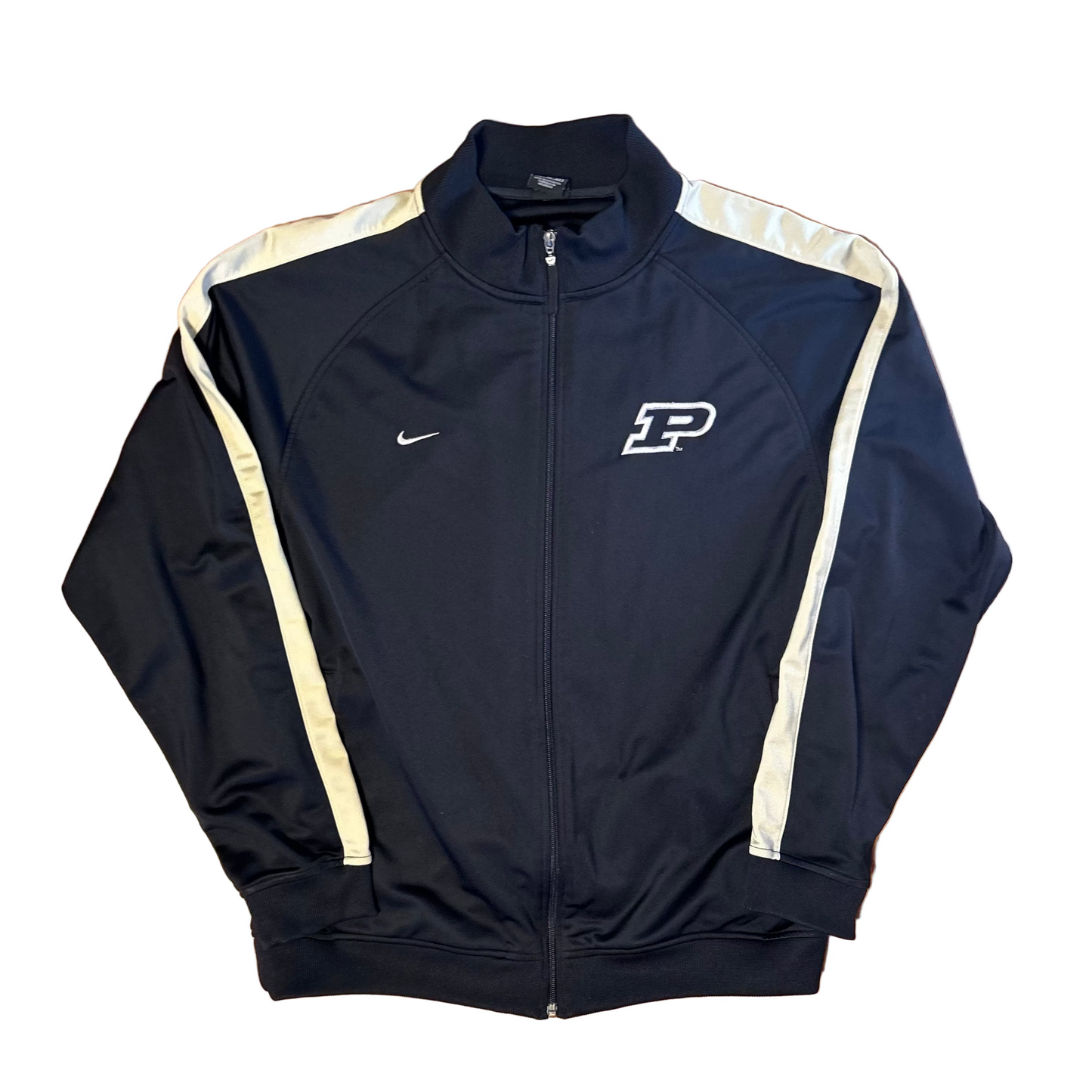 Nike Purdue University Black Zip Up Track Jacket Sweatshirt - Large - 23" x 30"