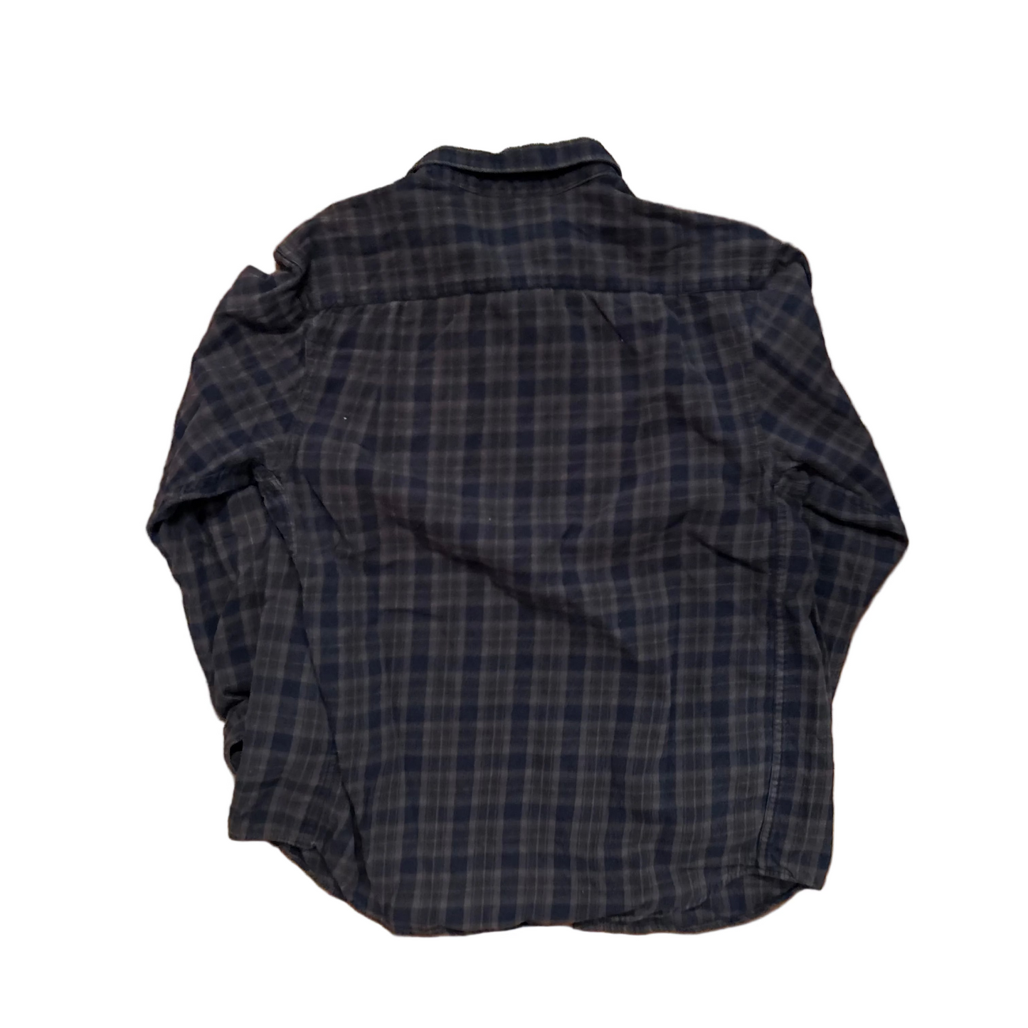 Blue Mountain Blue Grey Button Up Collared Flannel Shirt - Medium - 21" x 28.5"