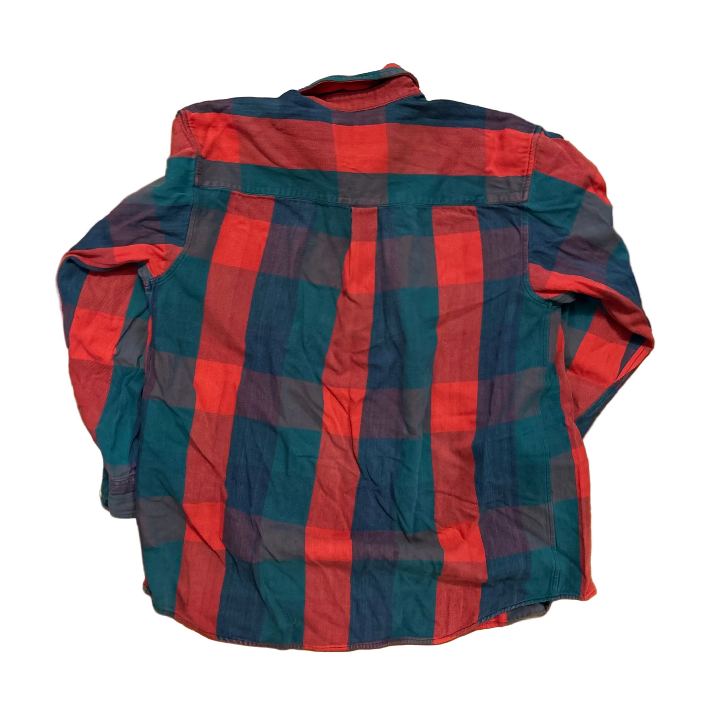 90’s John Ashford Button Up Collared Red Green Shirt - Large - 22" x 29.5"
