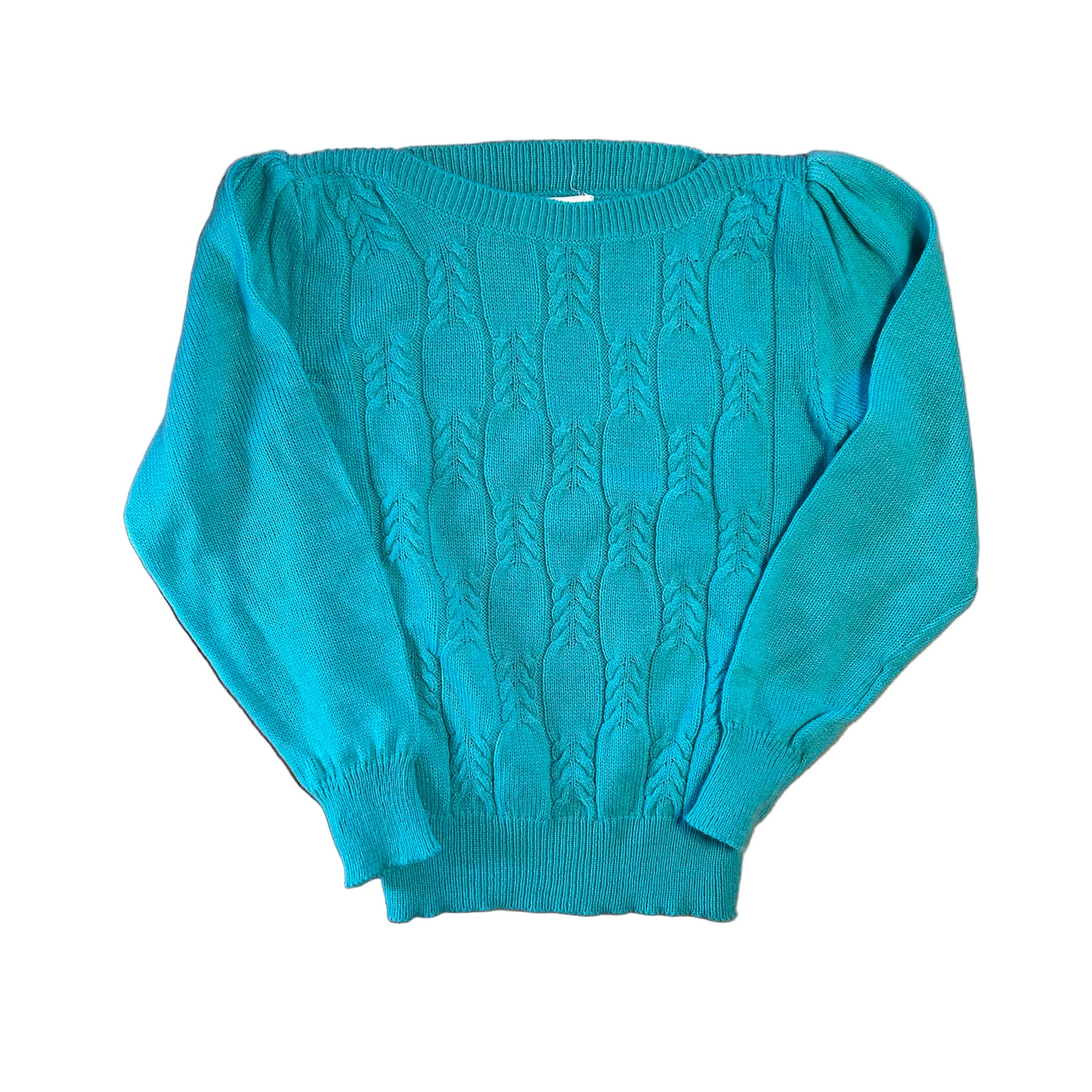 90's La Mouche Acrylic Teal Knit Sweater - XSmall - 17" x 21"