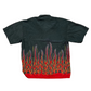 B.A.M. Fire Guy Fieri Cotton Poly Button Up Short Sleeve Grey Shirt - XLarge - 24" x 31"