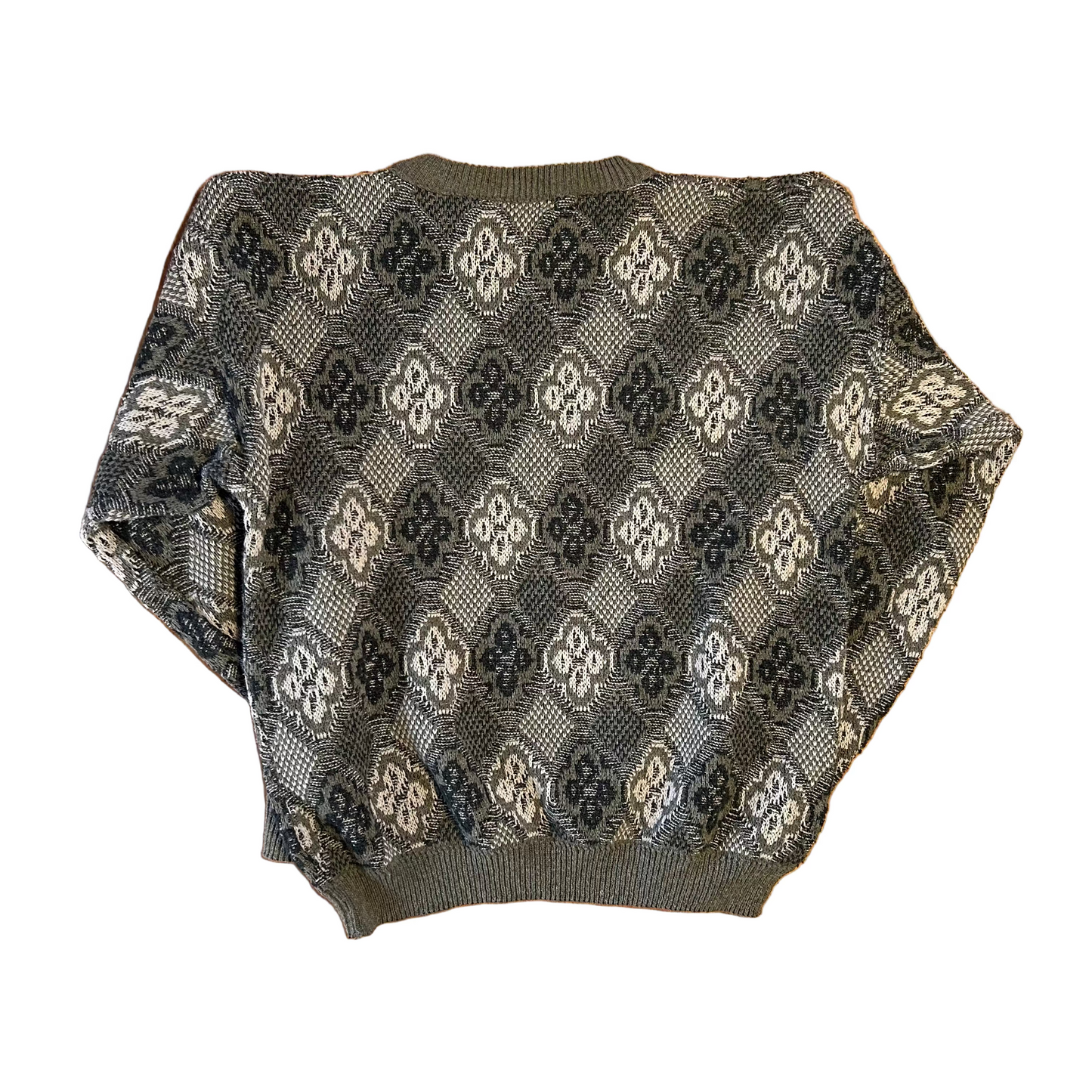 Haggar Cotton Acrylic Nylon Grey Knit Sweater - Medium - 21" x 22"