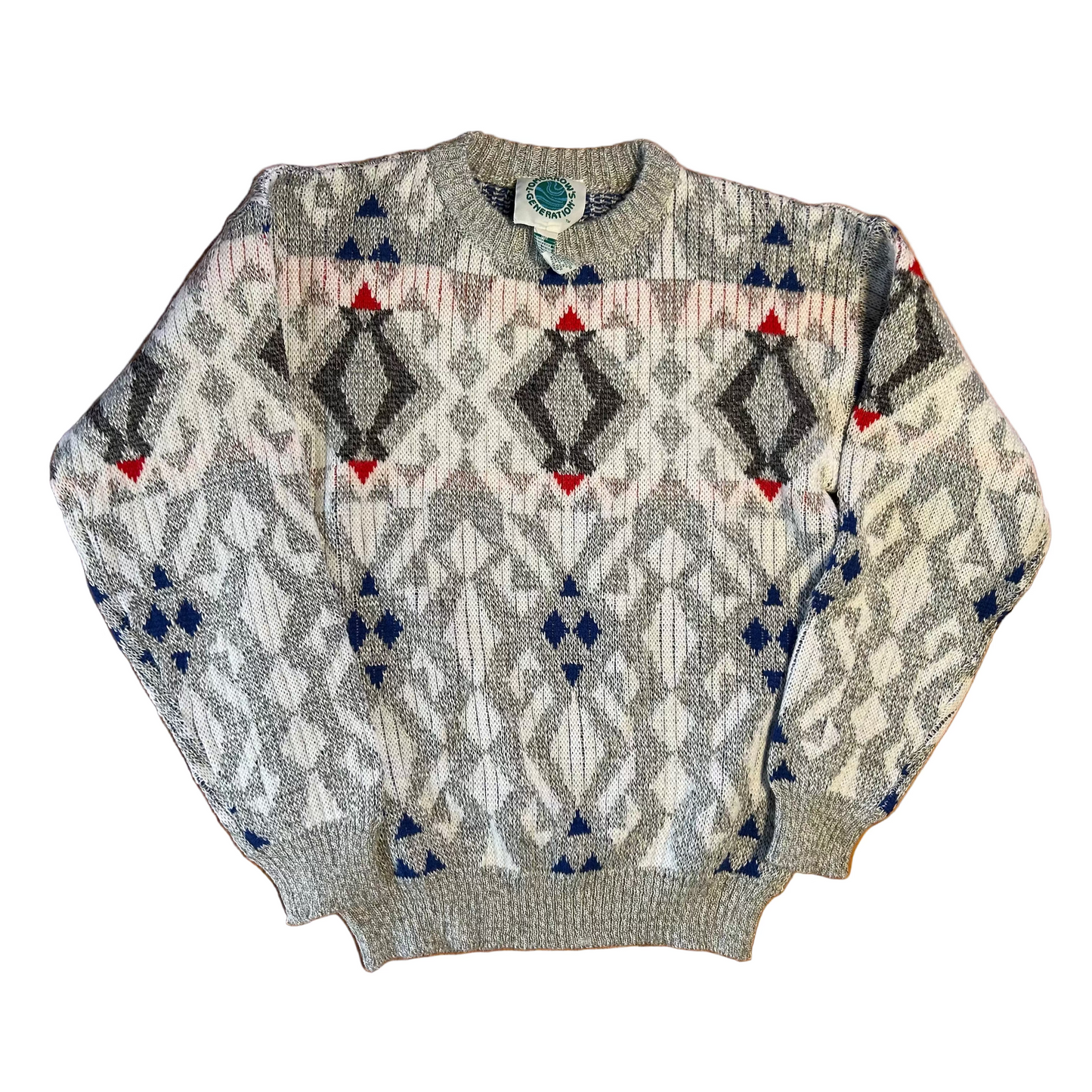 Tomorrow's Generation Grey Blue Red Sweater - Small - 18" x 21.5"
