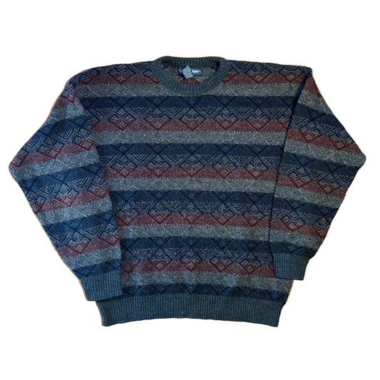 Van Heusen Arcylic Knit Grey Red Sweater - XLarge - 24" x 27"