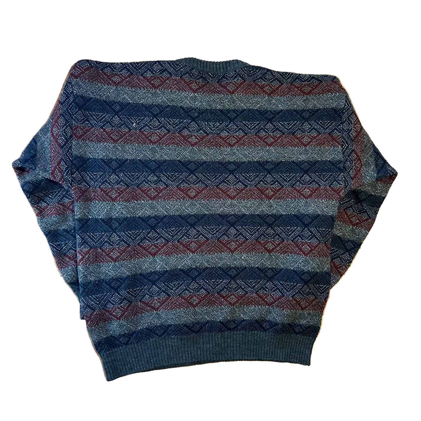 Van Heusen Arcylic Knit Grey Red Sweater - XLarge - 24" x 27"