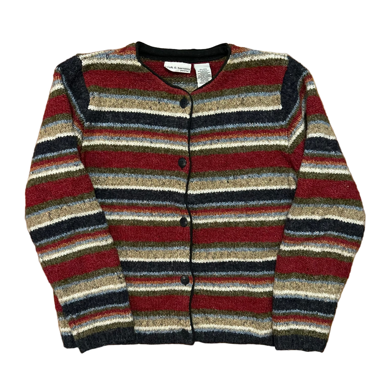 Croft and Barrow Petite Multicolor Acrylic Poly Cardigan Sweater - Boxy Medium - 20.5" x 22"