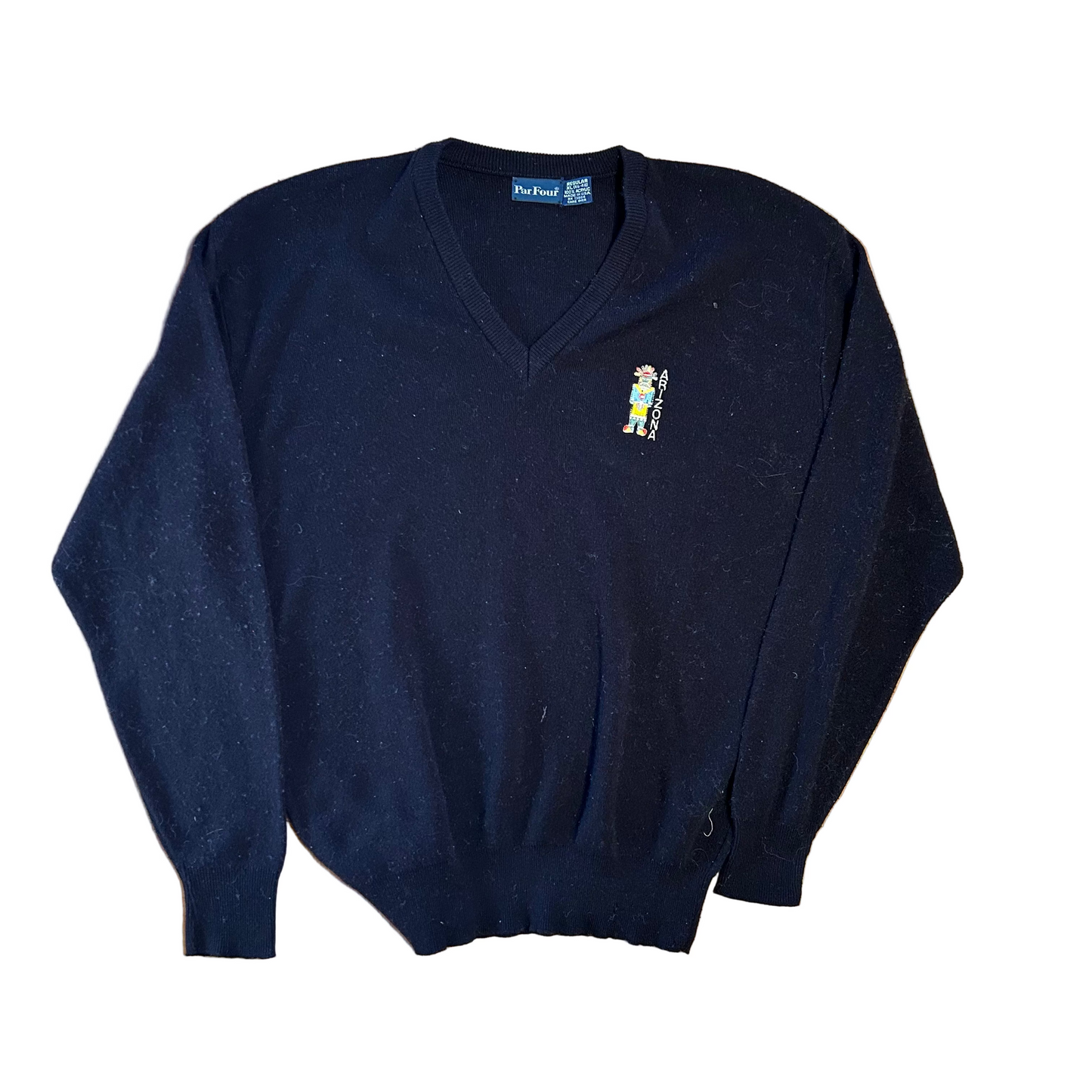 90's Par Four Arizona Acrylic VNeck Black Sweater - XLarge - 24" x 25"