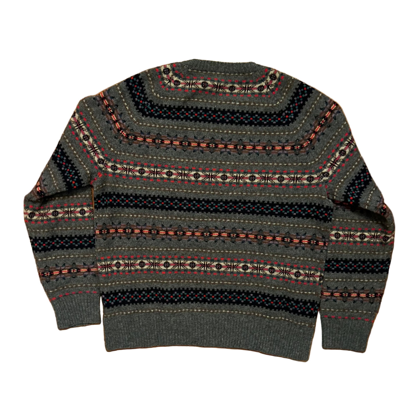 JCrew Lambswool Grey Patterned Sweater - Large - 23" x 26.5"
