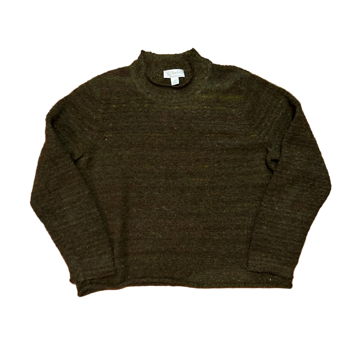 CJ Banks Acrylic Poly Green Brown Sweater - XLarge - 24" x 25"