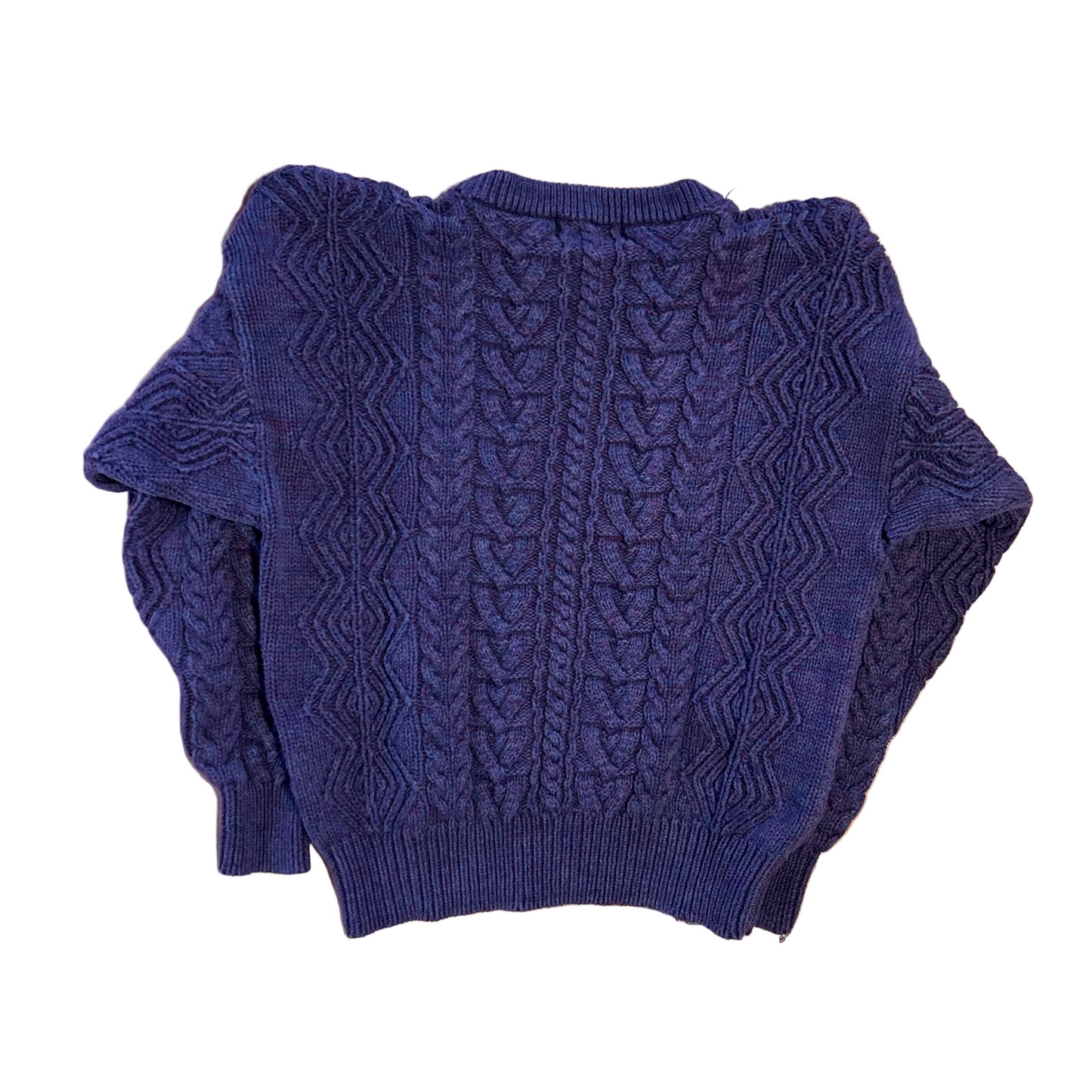 90's Eddie Bauer Cotton Purple Knit Chunky Sweater - Medium - 20" x 22"