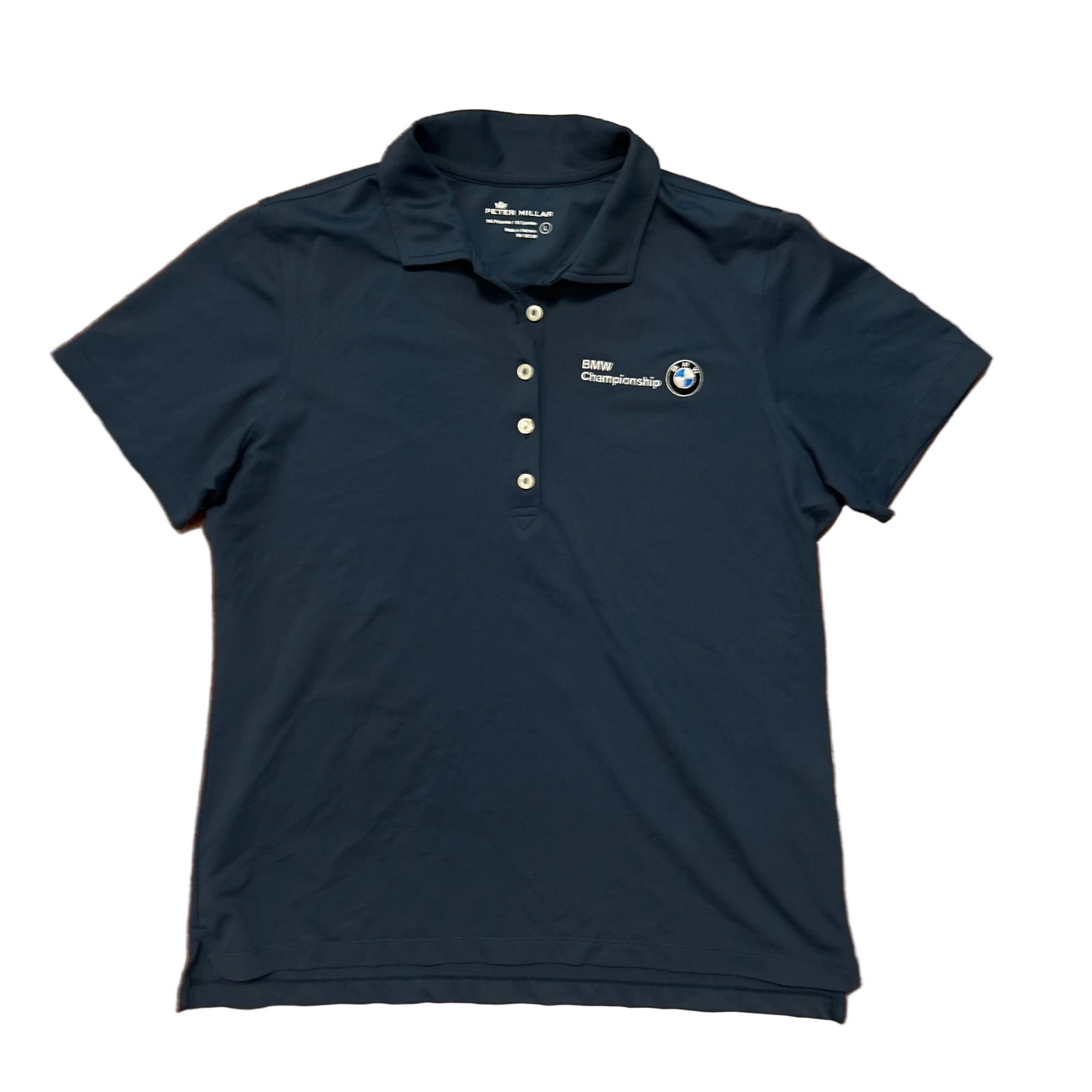 Peter Millar BMW Championship Blue Polo Collared Shirt - Medium - 20.5" x 26"