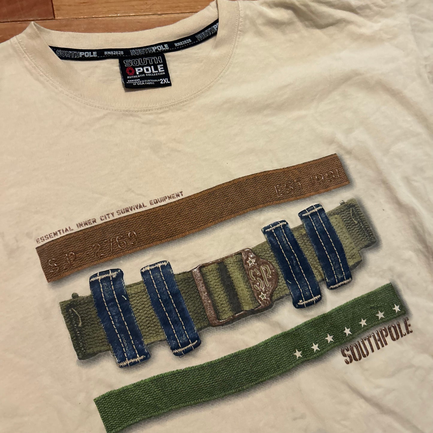 South Pole Inner City Survival Equipment Cream Tan Tshirt - XLarge - 27" x 31.5"