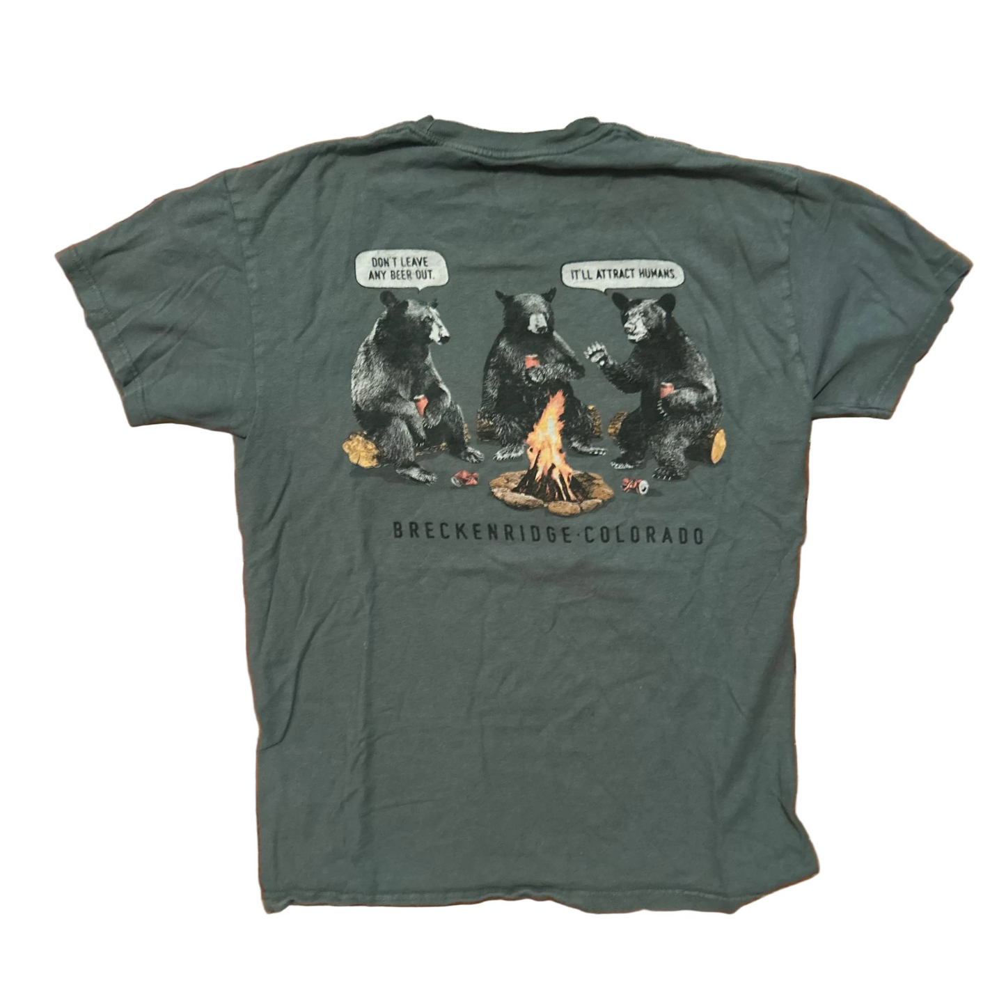 Don’t Leave Any Beer or It'll Attract Humans Funny Breckenridge Colorado Green Tshirt - Small - 19" x 26"